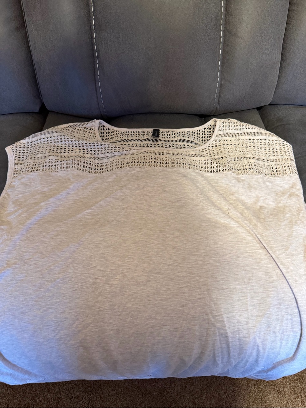 Lane Bryant Cream Crochet Yoke Tunic Top